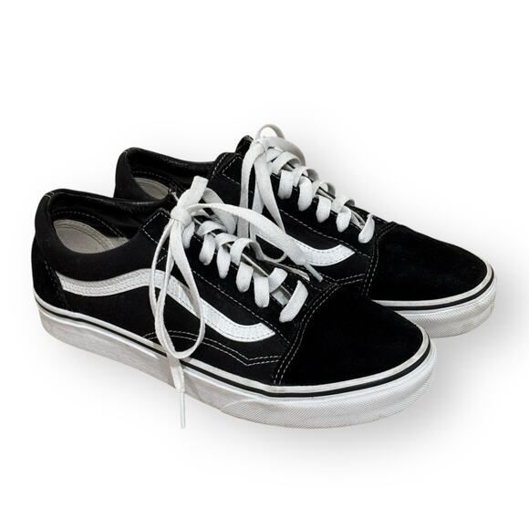 Vans Other - VANS Old Skool Black White Mens 6 Womens 7.5 Skate Shoes Suede Sneakers Casual